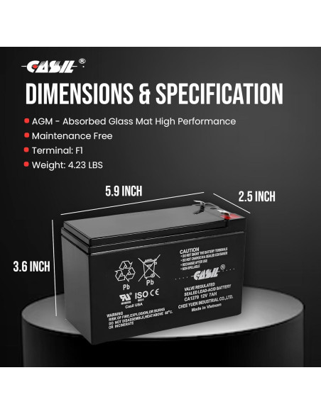 Batería de Alarma Casil CA1270 12V 7AH Recargable