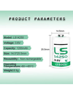 Batería de Litio No Recargable LS14250 3.6V 1200mAh - 50 Pcs 2