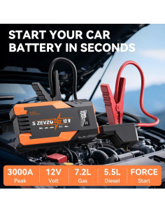 Arrancador de Coche Portátil S ZEVZO ET05 3000A 12V USB 2