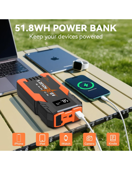 Arrancador de Coche Portátil S ZEVZO ET05 3000A 12V USB