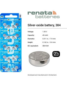 Baterías de Óxido de Plata Renata 384 SR41SW - 1.55V (2 Unidades) 2