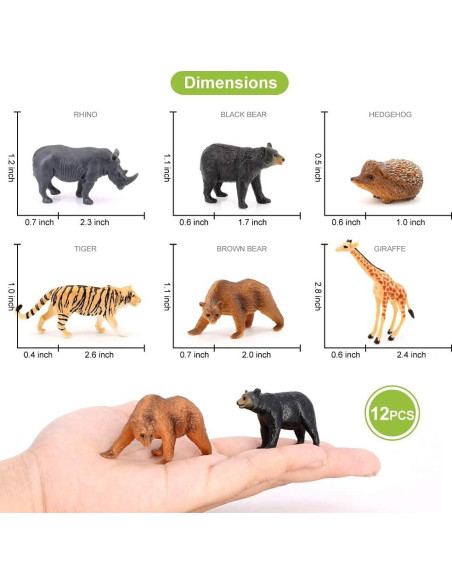 Figuras de Animales Safari Miniatura Volnau 12 Piezas Ecológicas