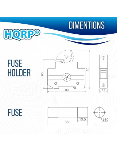 Soporte de Fusible HQRP CFPV-32 + Fusibles 20Amp 1000VDC