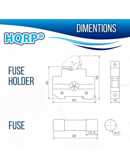 Soporte de Fusible HQRP CFPV-32 + Fusibles 20Amp 1000VDC
