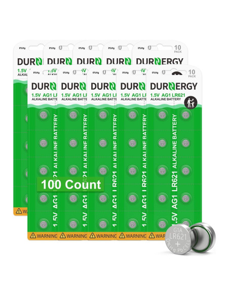 Baterías de Reloj DURNERGY AG1 SR621SW 100 Pcs Alcalinas