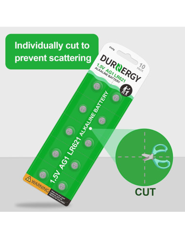 Baterías de Reloj DURNERGY AG1 SR621SW 100 Pcs Alcalinas