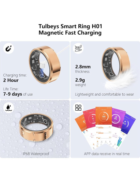 Anillo Inteligente GenXenon H-01 Oro Rosa - Monitoreo Salud 5ATM