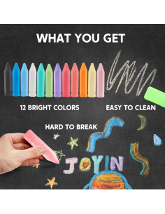 Conjunto de Tizas Jumbo Lavables JOYIN 48 Piezas 12 Colores 2