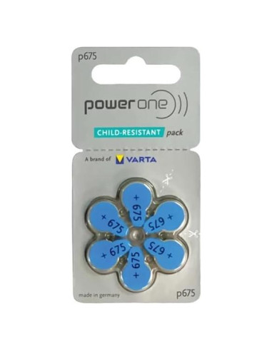 Baterías para Audífonos Power One P675 6 Unidades 1.45V