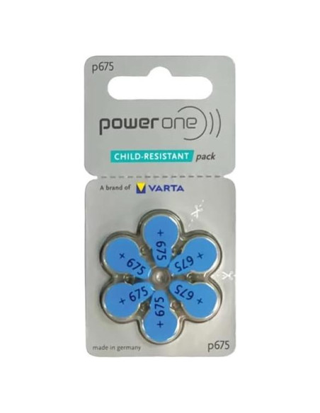 Baterías para Audífonos Power One P675 6 Unidades 1.45V