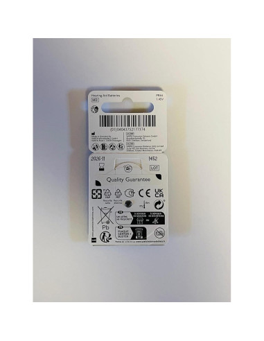 Baterías para Audífonos Power One P675 6 Unidades 1.45V