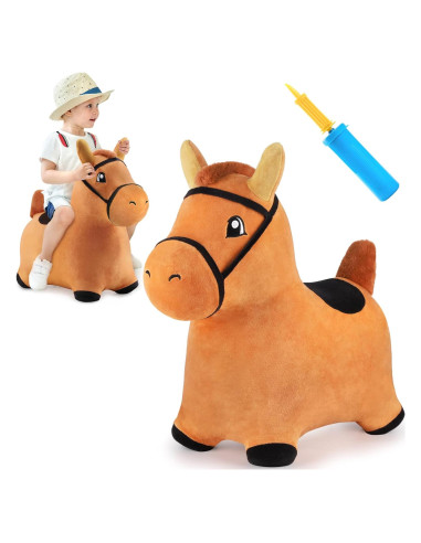 Caballo Saltarín Marrón iPlay, Juguete Inflable para Niños 18-36 Meses