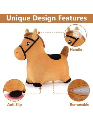 Caballo Saltarín Marrón iPlay, Juguete Inflable para Niños 18-36 Meses