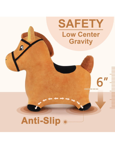 Caballo Saltarín Marrón iPlay, Juguete Inflable para Niños 18-36 Meses