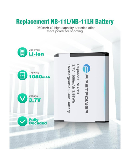 Batería y Cargador USB FirstPower NB-11L para Canon PowerShot
