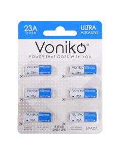 Batería Alcalina Voniko 23A 12V - Paquete de 6 Unidades