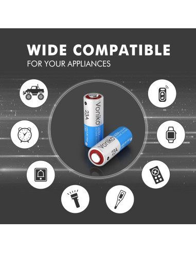 Batería Alcalina Voniko 23A 12V - Paquete de 6 Unidades
