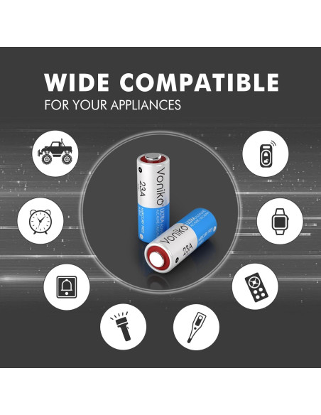 Batería Alcalina Voniko 23A 12V - Paquete de 6 Unidades