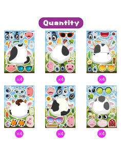 24 Calcomanías de Vacas DUJAA para Niños - Creatividad y Diversión 2