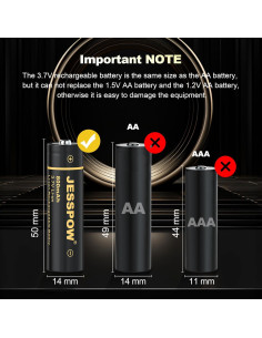 Batería Recargable 14500 JESSPOW 800mAh 3.7V Paquete de 4 2