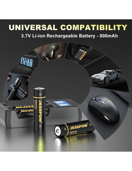 Batería Recargable 14500 JESSPOW 800mAh 3.7V Paquete de 4
