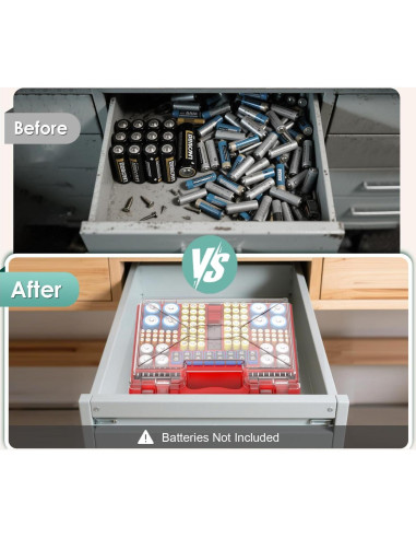 Organizador de Baterías Oachimo con Probador - Almacena 185+ Baterías