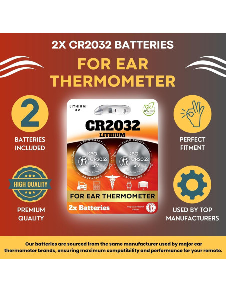 Kit de Baterías CR2032 para Termómetro de Oído - 2 Unidades