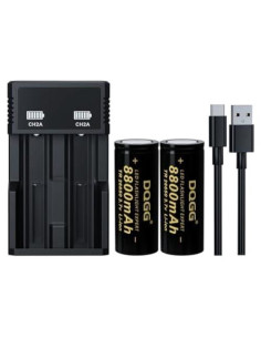 Batería Recargable 26650 PAOWANG 8800mAh Plana 2 Piezas