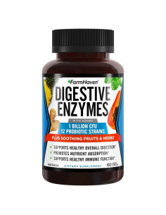 Enzimas Digestivas FarmHaven 60 Cápsulas Vegetariano
