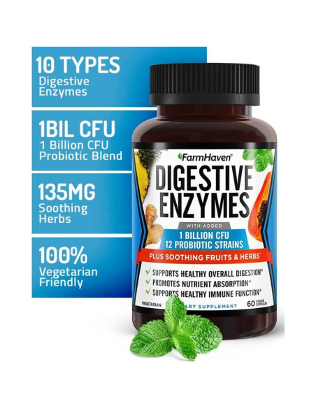 Enzimas Digestivas FarmHaven 60 Cápsulas Vegetariano