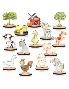 14 Piezas Centros de Mesa de Madera Animales de Granja RUUSB281K