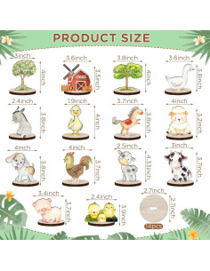 14 Piezas Centros de Mesa de Madera Animales de Granja RUUSB281K 2