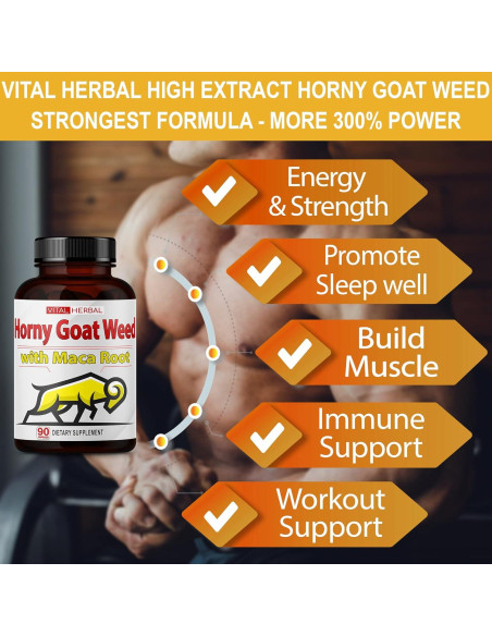 Cápsulas Vital Herbal Horny Goat Weed 90 Unidades Energía