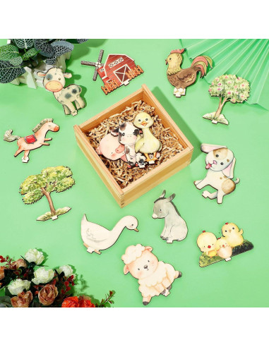 14 Piezas Centros de Mesa de Madera Animales de Granja RUUSB281K