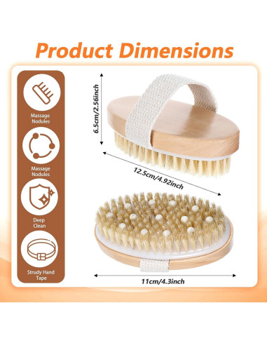 10 Cepillos Corporales Exfoliantes Tobeelec 12.5x6.5cm