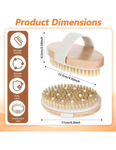 10 Cepillos Corporales Exfoliantes Tobeelec 12.5x6.5cm