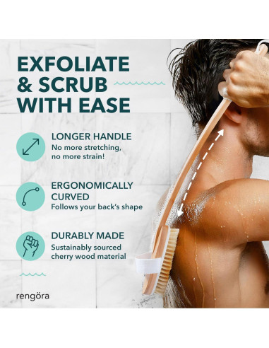 Cepillo de Espalda Rengra - Mango Largo 50.8 cm - Cerdas Naturales