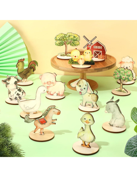 14 Piezas Centros de Mesa de Madera Animales de Granja RUUSB281K