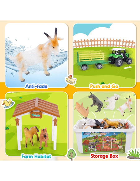 Juguetes de Animales de Granja ZapWhiz 36 Piezas Educativos