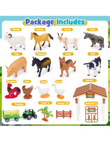 Juguetes de Animales de Granja ZapWhiz 36 Piezas Educativos