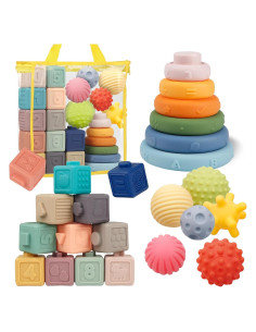 Juguetes Montessori para Bebés IFLOVE 3 en 1 - Bloques, Anillos y Pelotas
