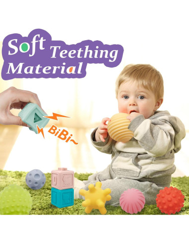 Juguetes Montessori para Bebés IFLOVE 3 en 1 - Bloques, Anillos y Pelotas