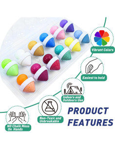 Tiza de Acera Jeyeou 12 PCS Multicolor para Niños 2