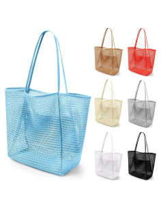 Bolsa de Playa de Malla VOROLO para Mujeres - Azul Cielo