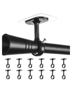 Paquete de 12 Soportes de Varilla de Cortina Antimbee Negro