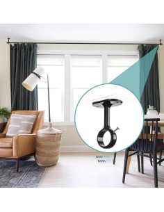 Paquete de 12 Soportes de Varilla de Cortina Antimbee Negro 2