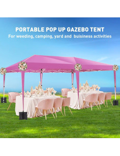 Carpa Pop Up ANTSKU 3x6m Rosa Impermeable con Paredes Removibles 2