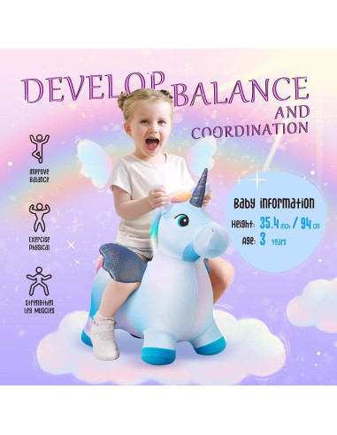 Caballo Saltarín Inflable Unicornio Everich 31x15x22 cm