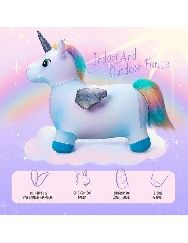 Caballo Saltarín Inflable Unicornio Everich 31x15x22 cm