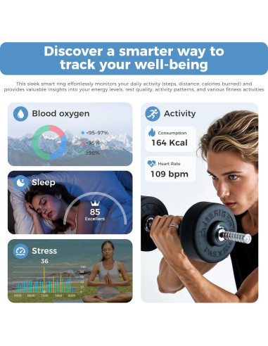 Anillo Inteligente APOBATK R11 Plata 7 Días Batería IP68